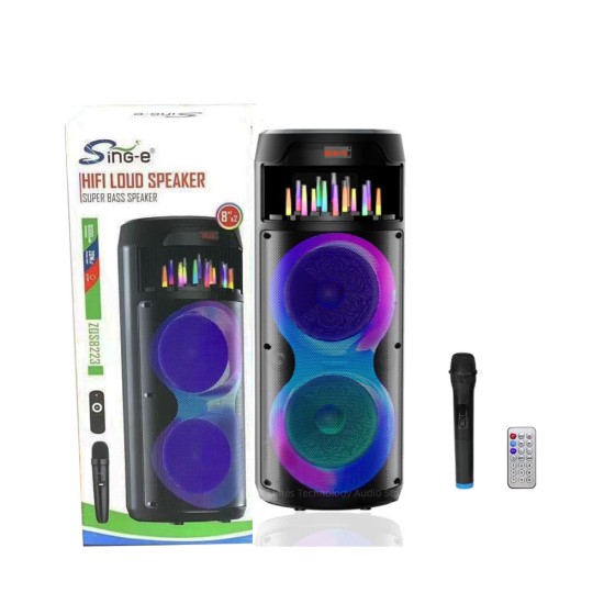 Sing-e Bluetooth Speaker ZQS8222/ZQS8223 with Wireless Microphone and Remote Black